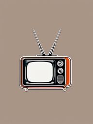 Retro TV screen and antennas sticker- Vintage entertainment, , sticker vector art, minimalist design