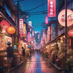 Kawaii Wallpaper - Kawaii Culture in the Streets of Tokyo  wallpaper style, intricate details, patterns, splash art, light colors