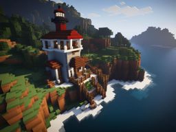 waterfront lighthouse on a rugged coastline - minecraft house design ideas minecraft block style