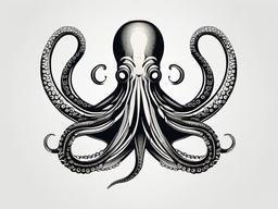 Akkorokamui Tattoo - Explore mythical creatures with a tattoo featuring the Akkorokamui, a Japanese giant octopus.  simple vector color tattoo,minimal,white background