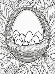 Easter Egg in a Nest Coloring Pages - Egg Cozy in a Nest  minimal black outline printable sheet, coloring page