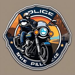 Police Motorcycle Sticker - Law enforcement ride, ,vector color sticker art,minimal