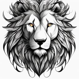 Lion Wolf Tattoo,powerful fusion of the majestic lion and the fierce wolf, testament to courage and might. , color tattoo design, white clean background