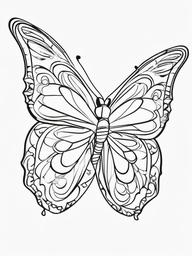 Butterfly with a Bow Coloring Pages - Cute Butterfly Adorned with a Bow  minimal black outline printable sheet, coloring page