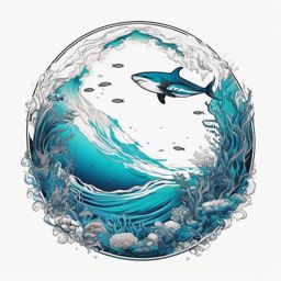 Oceanic Depths - Dive into the depths of the ocean with an aquatic Earth tattoo.  outline color tattoo,minimal,white background