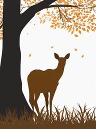 Deer clipart - deer peeking out from behind a tree  color,minimalist,vector clipart