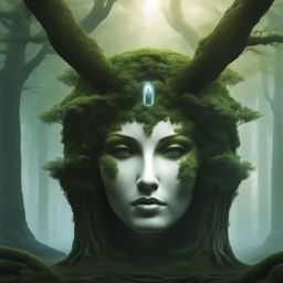 ethereal forest guardian protecting ancient, sacred groves from harm. 