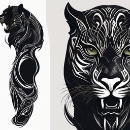 Black Panther Tattoo Design-Capturing the essence of the black panther in a unique and artistic design.  simple color tattoo,white background