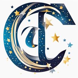 Letter 'C' decorated with stars clipart.  vector style illustration, white background