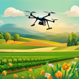 Smart Farming Drone clipart - Smart farming drone in action, ,vector color clipart,minimal