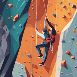 Rock Climbing Indoor Gym Challenge Clipart - Indoor rock climbers taking on challenging routes.  color vector clipart, minimal style