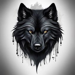 Black Wolf Tattoo,dark and enigmatic wolf, guardian of secrets, wrapped in the deepest shades of ink. , tattoo design, white clean background