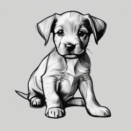 sketch of a puppy  minimal rough sketch scribbles,doodles,black and white