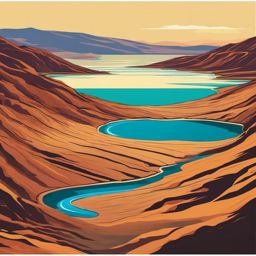 The Dead Sea clipart - Saltwater lake in the Jordan Rift Valley, ,color clipart vector style