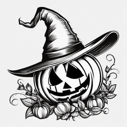 Jack O Lantern clipart - Jack O Lantern with a witch hat  clipart