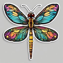 Cheerful Dragonfly sticker- Delicate Fluttering Joy, , color sticker vector art