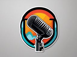 Microphone Sticker - Classic microphone illustration, ,vector color sticker art,minimal