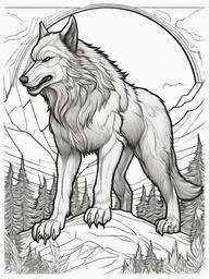 Werewolf Coloring Pages - Full Moon Transforming Hairy Beast  minimal black outline printable sheet, coloring page