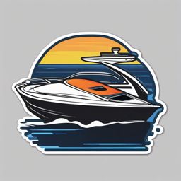 Speedboat Wake Sticker - Nautical speedster, ,vector color sticker art,minimal