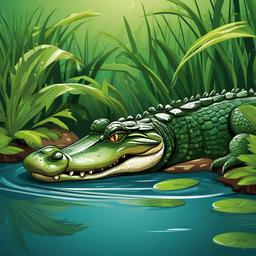 Alligator clipart - alligator swimming in a swamp  