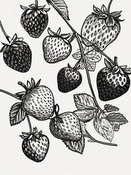 drawing of strawberry  minimal rough scribbles,doodles,black and white