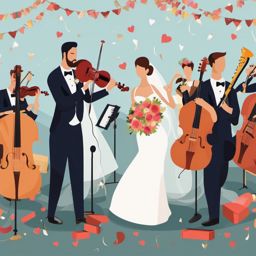 Wedding Music clipart - Musicians at the wedding, ,vector color clipart,minimal