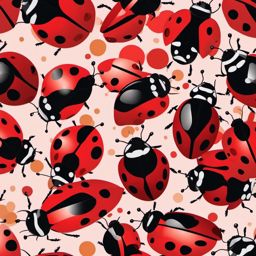 Ladybug Clip Art - A red and black ladybug with spots,  color vector clipart, minimal style