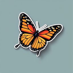Butterfly in Flight Sticker - Graceful butterfly soaring through the air, ,vector color sticker art,minimal