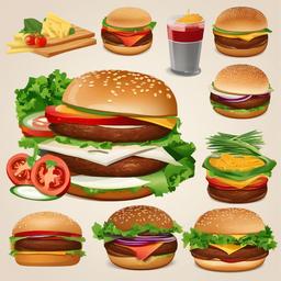 Burger clipart - burger being assembled with care  