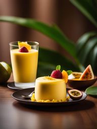 maracuyá mousse in a tropical paradise - delighting in tangy and sweet maracuyá (passion fruit) mousse in a lush tropical paradise. 