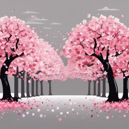 Cherry Blossom Trees clipart - Majestic cherry blossom trees, ,vector color clipart,minimal