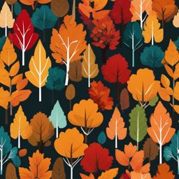 Fall Foliage clipart - Multicolored trees in autumn splendor, ,vector color clipart,minimal