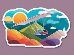 Hang Glider Sticker - Soaring above landscapes, ,vector color sticker art,minimal