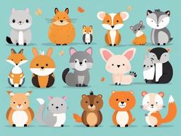 Cute Animals Clipart - Cartoon-style animals for kids' themes  minimal design