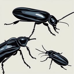 Black Blister Beetle Clip Art - A black blister beetle with soft elytra,  color vector clipart, minimal style