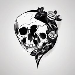 Mamba and skull tattoo. Symbol of mortality.  minimalist black white tattoo style