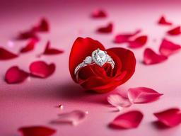 Valentine's Day background - Sparkling diamond ring on a rose petal background  aesthetic background wallpaper