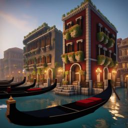 venetian canal city with elegant gondolas - minecraft house design ideas 