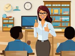 Teacher clipart - teacher giving a thumbs up  