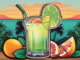 Paloma Paradise sticker- A citrusy delight with tequila, grapefruit soda, lime juice, and a touch of agave syrup., , color sticker vector art