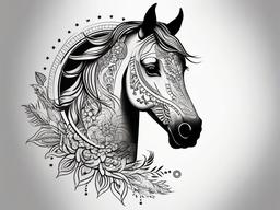 horse mandala tattoo  simple tattoo,minimalist,white background
