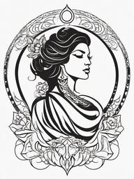 Scorpio Goddess Tattoo - Showcase the divine feminine energy of Scorpio with a tattoo featuring a goddess design.  simple vector color tattoo,minimal,white background