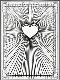 Heart with Sun Rays Coloring Pages - Radiant Hearts with Sunshine Bursting  minimal black outline printable sheet, coloring page