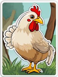 Orpington Chicken cartoon - large, fluffy chicken breed  cartoon sticker style