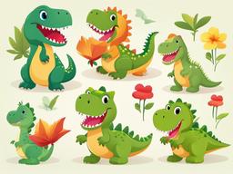 Cute T Rex Clip Art,Adorable illustrations of a cute T-Rex  vector clipart