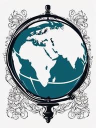 Globe Tattoo - A timeless and classic tattoo featuring a globe.  simple color tattoo design,white background
