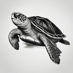 drawing of a loggerhead turtle  minimal rough sketch scribbles,doodles,black and white