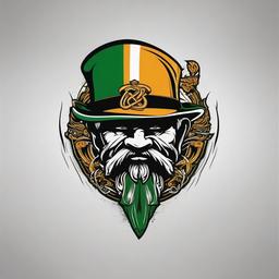 the fighting irish tattoo  simple color tattoo,minimal,white background