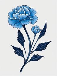 Blue Carnation Tattoo,Individuality portrayed through a blue carnation tattoo, a symbol of inspiration and the unattainable.  simple color tattoo,minimal vector art,white background