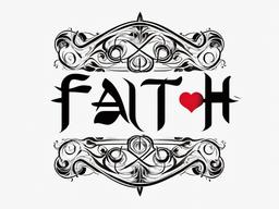 Faith with Heartbeat Tattoo - Express your spiritual connection with a tattoo featuring the word faith intertwined with a rhythmic heartbeat.  simple vector color tattoo,minimal,white background